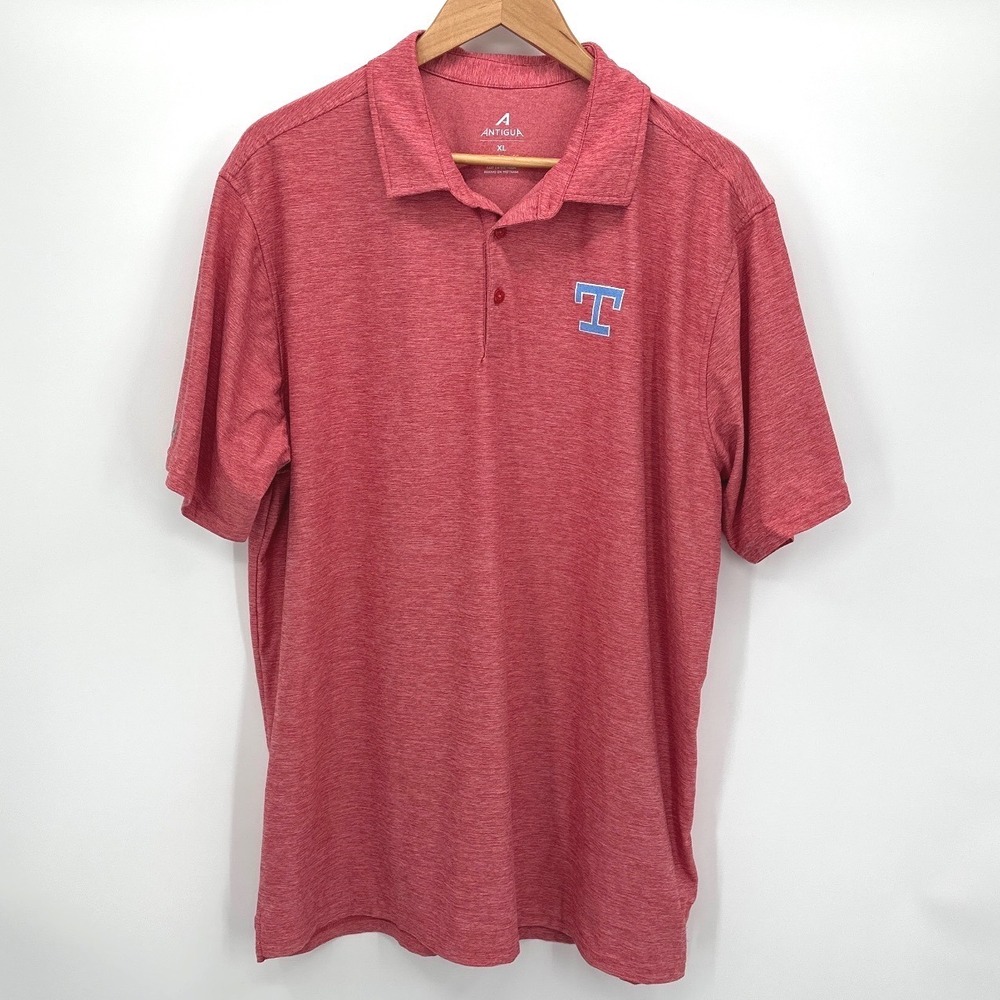 Antigua Mens XL Red Heather Texas Rangers Performance Short Sleeve Polo Golf